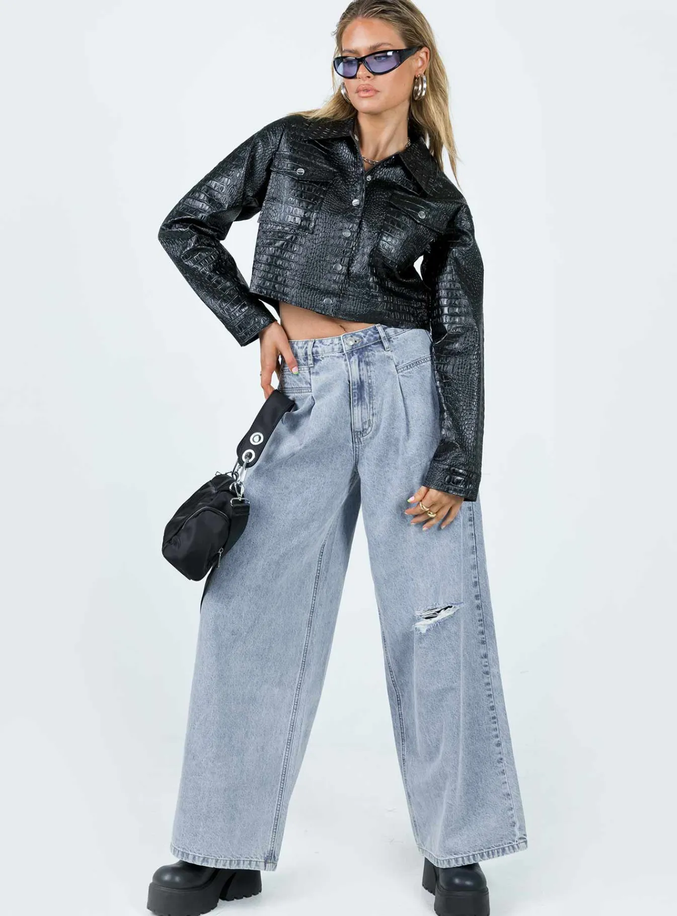 Princess Polly Murdock Wide Leg Jeans Denim Discount