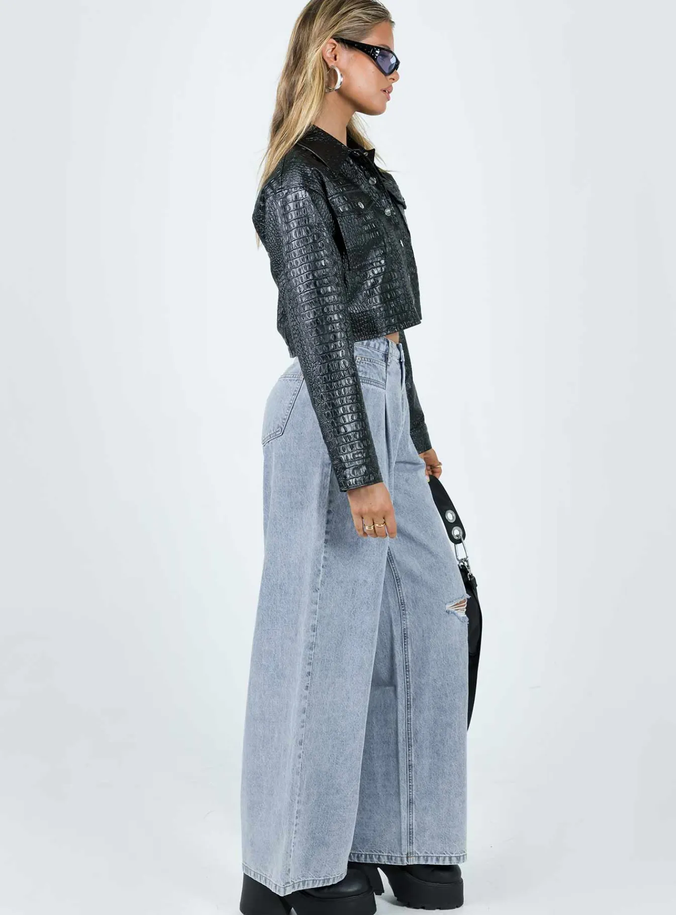 Princess Polly Murdock Wide Leg Jeans Denim Discount