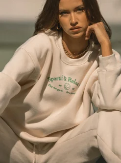 Princess Polly Mvp Oversized Crewneck Sweatshirt  Cream Online