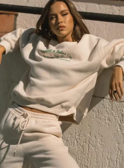 Princess Polly Mvp Oversized Crewneck Sweatshirt  Cream Online