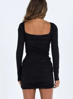 Princess Polly Myall Long Sleeve Mini Dress  Black Fashion