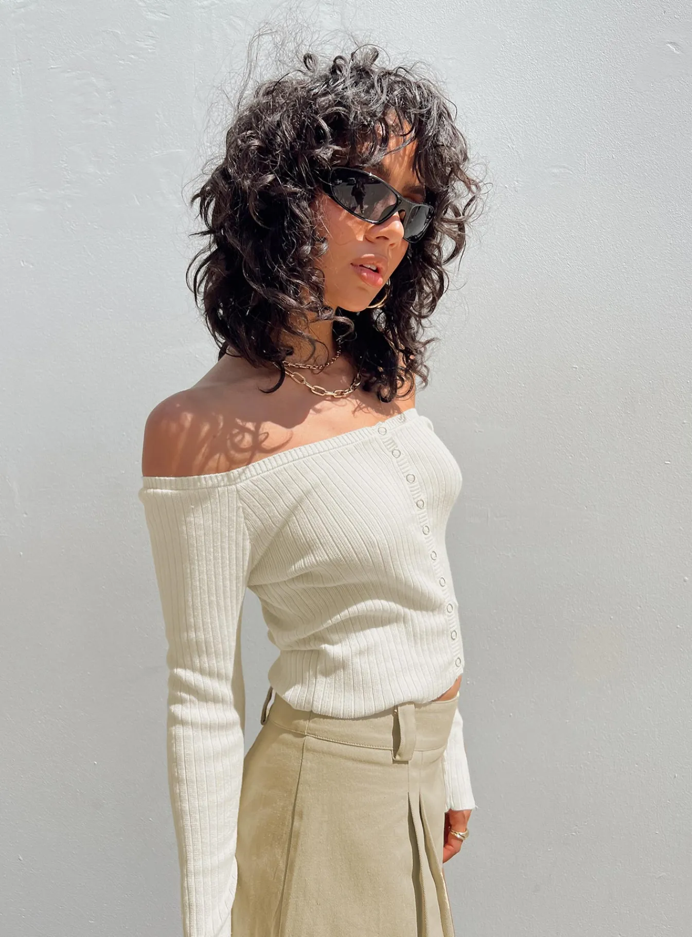 Princess Polly Myco Off Shoulder Top Ivory Store