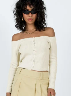 Princess Polly Myco Off Shoulder Top  Ivory Store