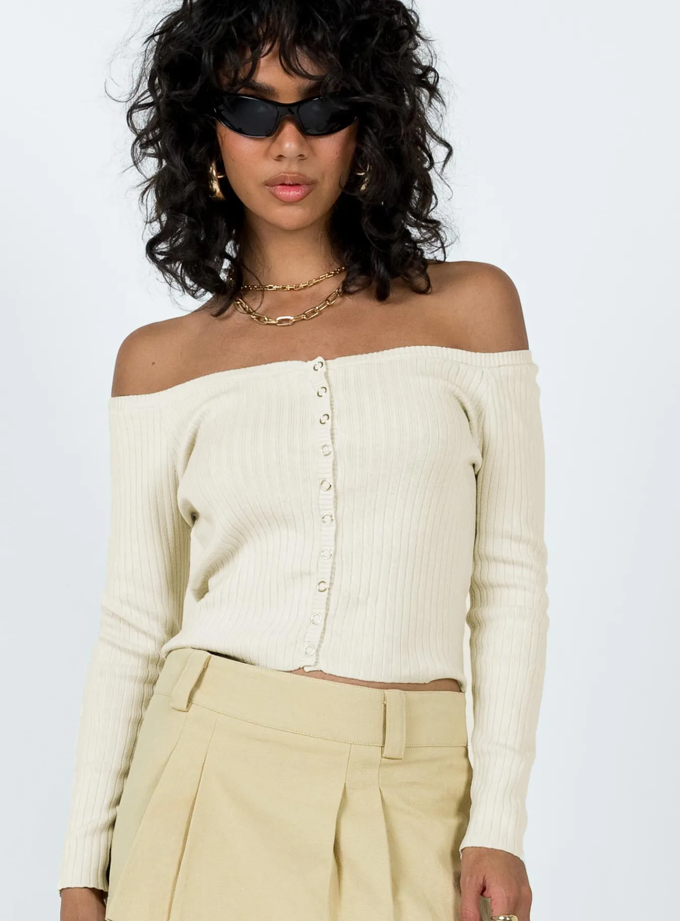 Princess Polly Myco Off Shoulder Top Ivory Store