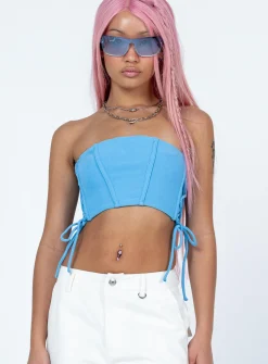 Princess Polly Mylor Strapless Top  Blue Flash Sale