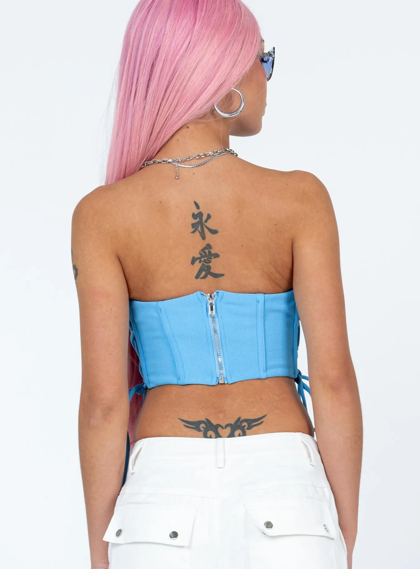 Princess Polly Mylor Strapless Top Blue Flash Sale