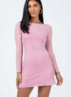 Princess Polly Myrna Long Sleeve Mini Dress  Purple Hot