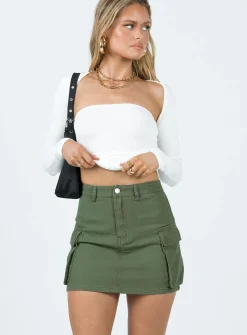 Princess Polly Myrtle Cargo Mini Skirt Khaki Clearance