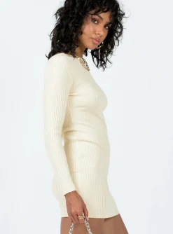 Princess Polly Nadine Long Sleeve Mini Dress  Cream Discount