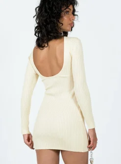 Princess Polly Nadine Long Sleeve Mini Dress  Cream Discount