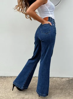 Princess Polly Nairana Split Hem Jeans Dark Wash  Denim Shop