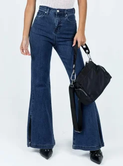 Princess Polly Nairana Split Hem Jeans Dark Wash  Denim Shop