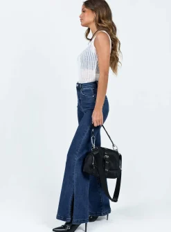 Princess Polly Nairana Split Hem Jeans Dark Wash  Denim Shop
