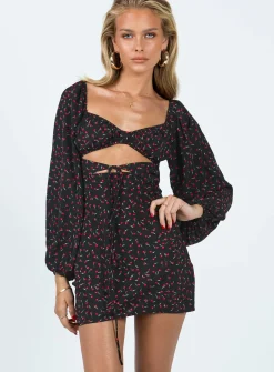Princess Polly Nakita Long Sleeve Minifloral Black Online