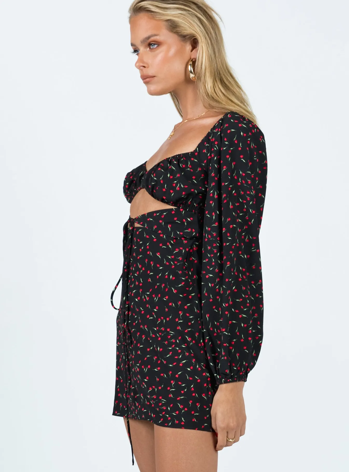 Princess Polly Nakita Long Sleeve Minifloral Black Online