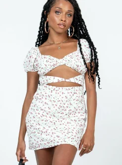 Princess Polly Nakita Mini Dressfloral   White Discount
