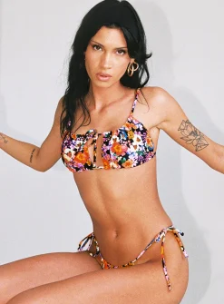 Princess Polly Nala Bikini Top  Black Floral Cheap