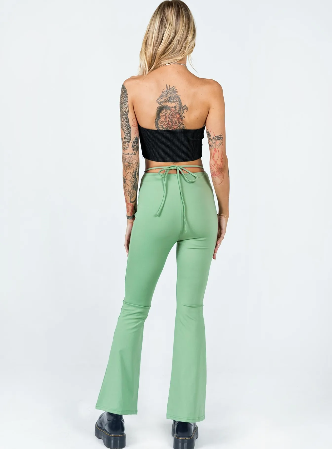 Princess Polly Nancy Pants Sage Green Clearance