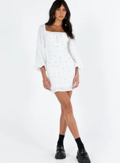 Princess Polly Napier Long Sleeve Mini Dress White Outlet