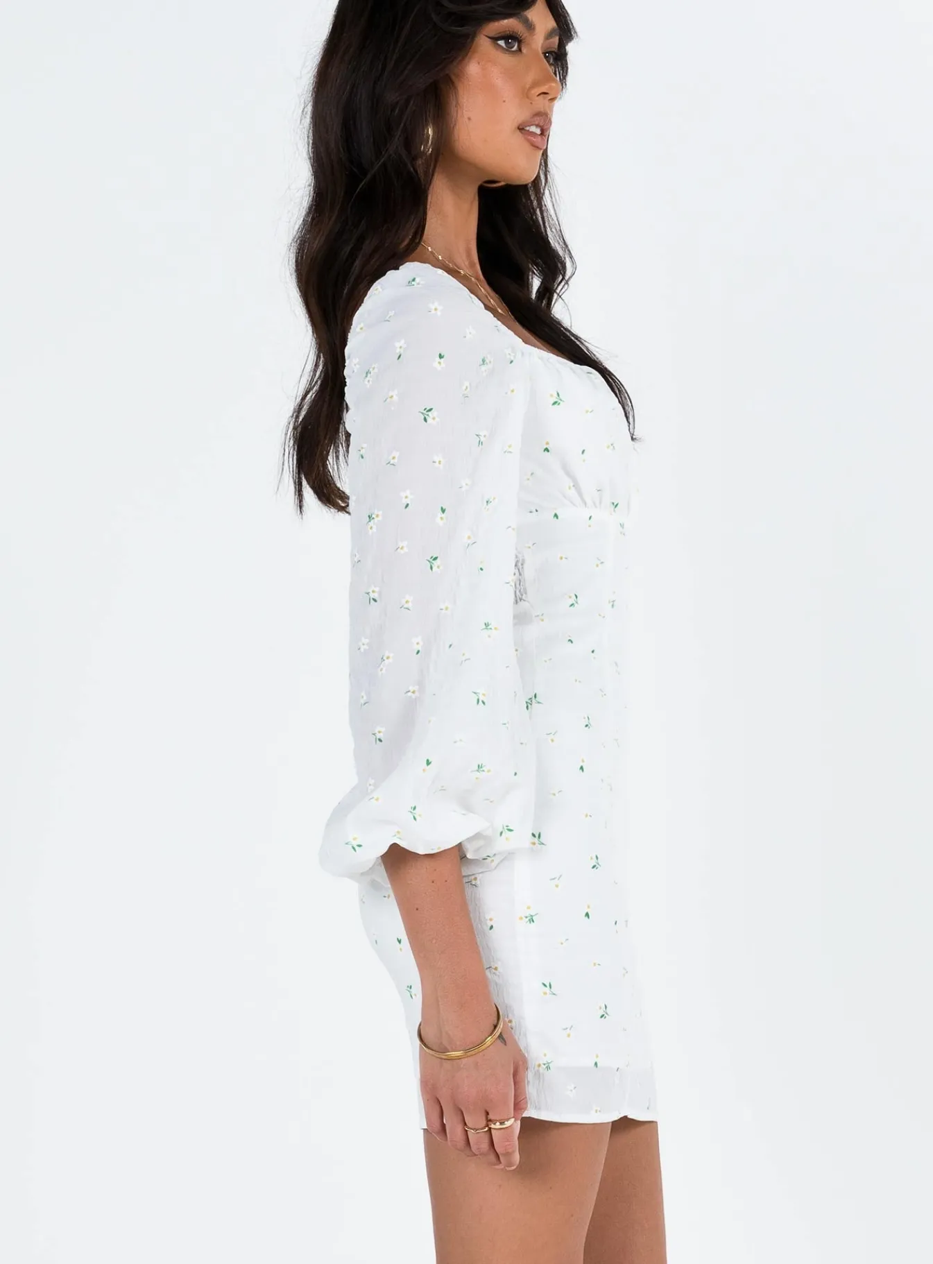 Princess Polly Napier Long Sleeve Mini Dress White Outlet