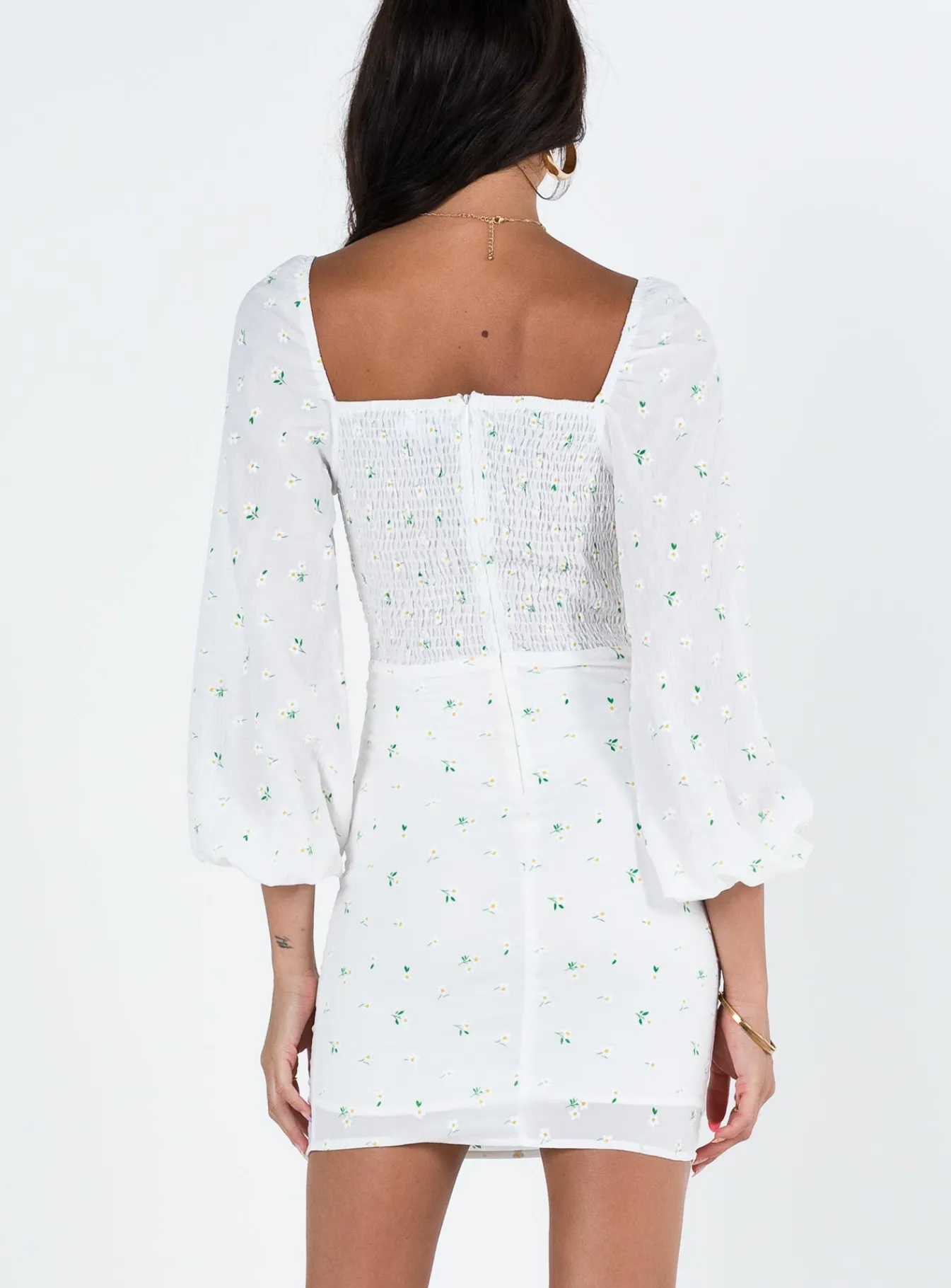 Princess Polly Napier Long Sleeve Mini Dress White Outlet