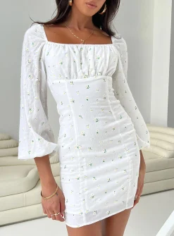 Princess Polly Napier Long Sleeve Mini Dress White Outlet