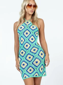 Princess Polly Natalee Mini Dress/ Green   Blue Store