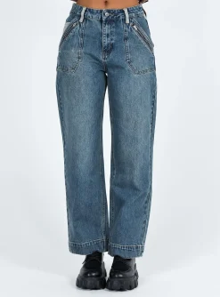 Princess Polly Nataly Jeans Dark Wash  Denim Flash Sale