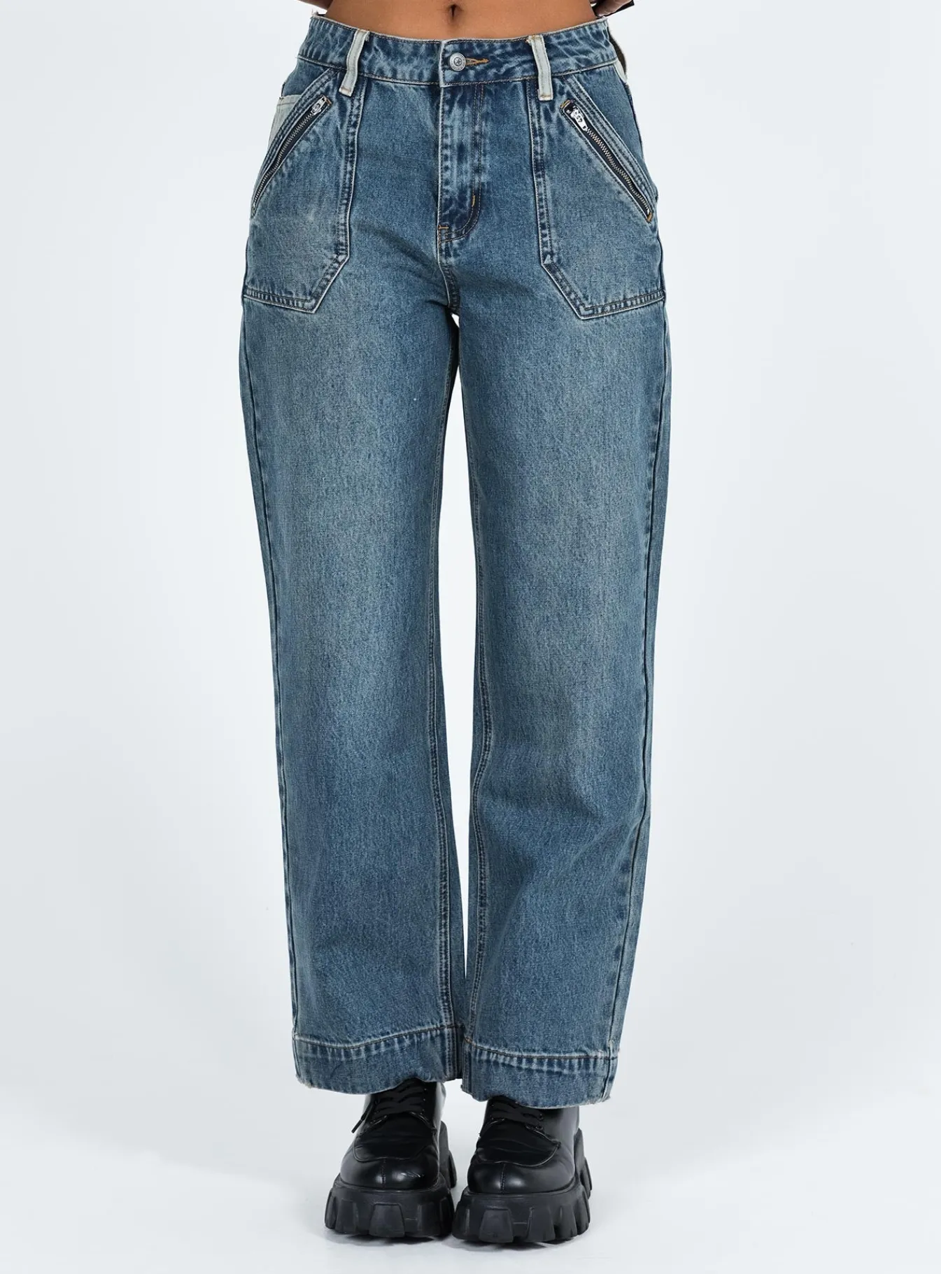 Princess Polly Nataly Jeans Dark Wash Denim Flash Sale