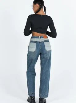 Princess Polly Nataly Jeans Dark Wash Denim Flash Sale