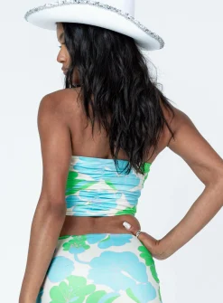Princess Polly Nate Strapless Top/ Green Blue Fashion