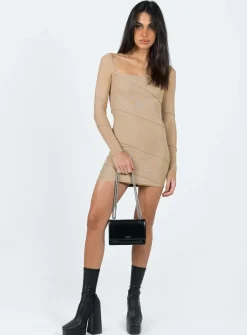 Princess Polly Navaline Mini Dress  Beige Cheap