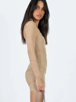 Princess Polly Navaline Mini Dress Beige Cheap