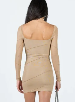 Princess Polly Navaline Mini Dress Beige Cheap