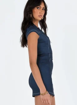 Princess Polly Navedo Denim Mini Dress Dark Blue Dark Blue Denim Sale