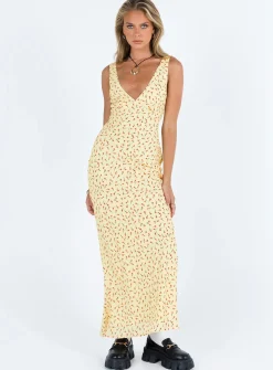 Princess Polly Nellie Maxi Dress  Yellow / Red Floral Cheap