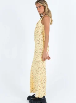 Princess Polly Nellie Maxi Dress  Yellow / Red Floral Cheap