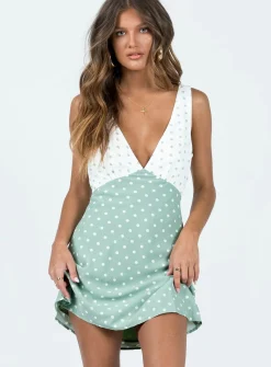 Princess Polly Nellie Mini Dress Mint Polka Dot Store