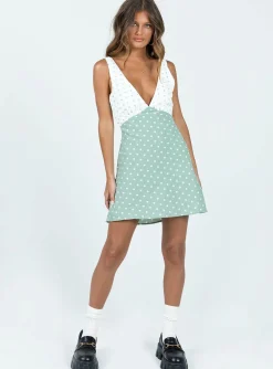 Princess Polly Nellie Mini Dress Mint Polka Dot Store