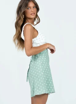 Princess Polly Nellie Mini Dress Mint Polka Dot Store