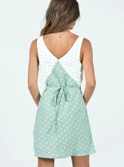 Princess Polly Nellie Mini Dress Mint Polka Dot Store
