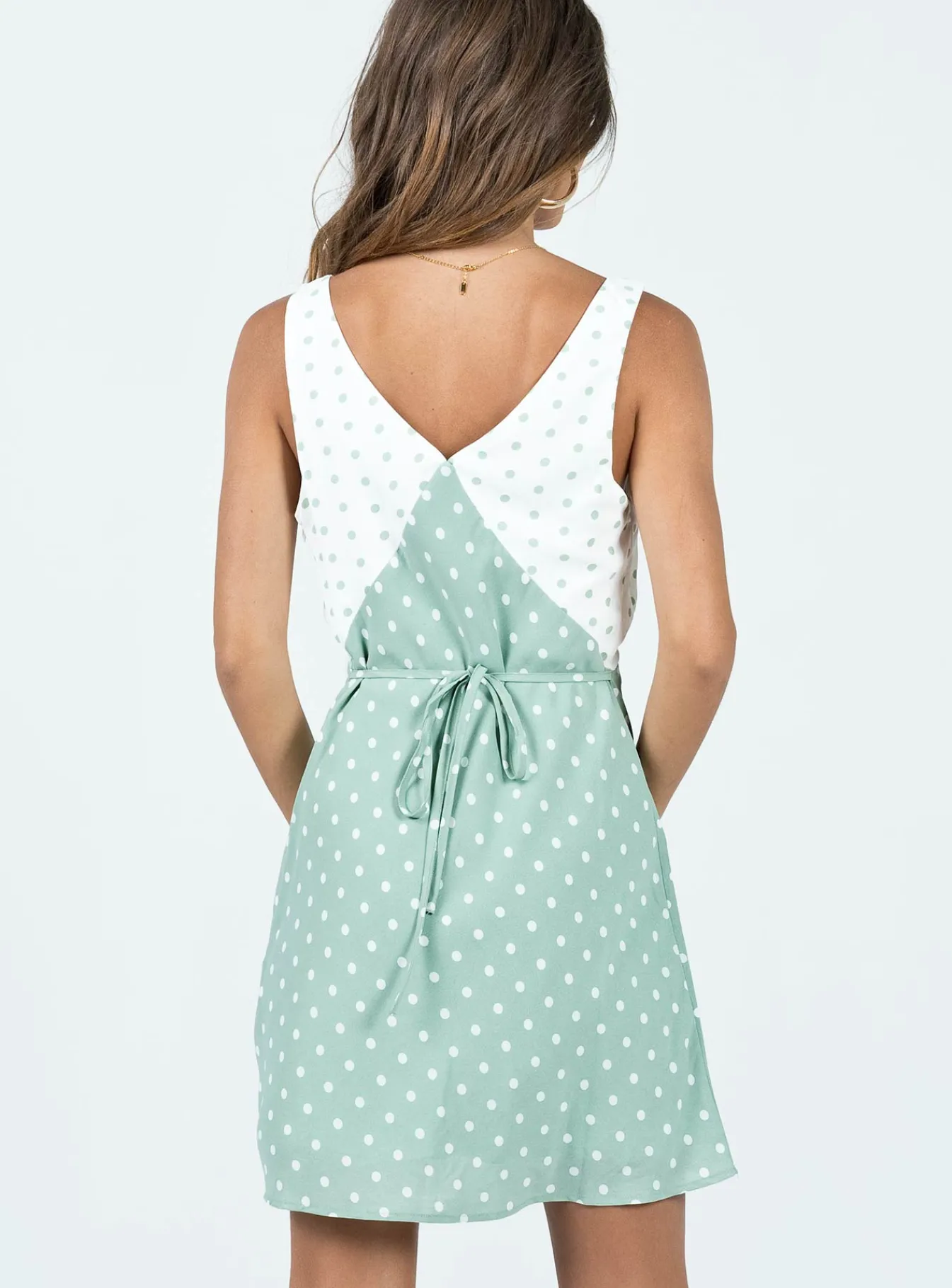 Princess Polly Nellie Mini Dress Mint Polka Dot Store