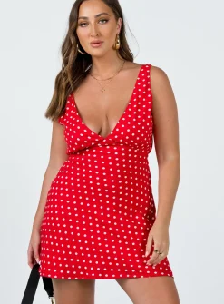 Princess Polly Nellie Mini Dress Red Polka Dot Flash Sale