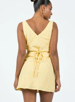 Princess Polly Nellie Mini Dress  Yellow Polka Dot Best Sale