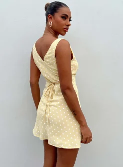 Princess Polly Nellie Mini Dress  Yellow Polka Dot Best Sale