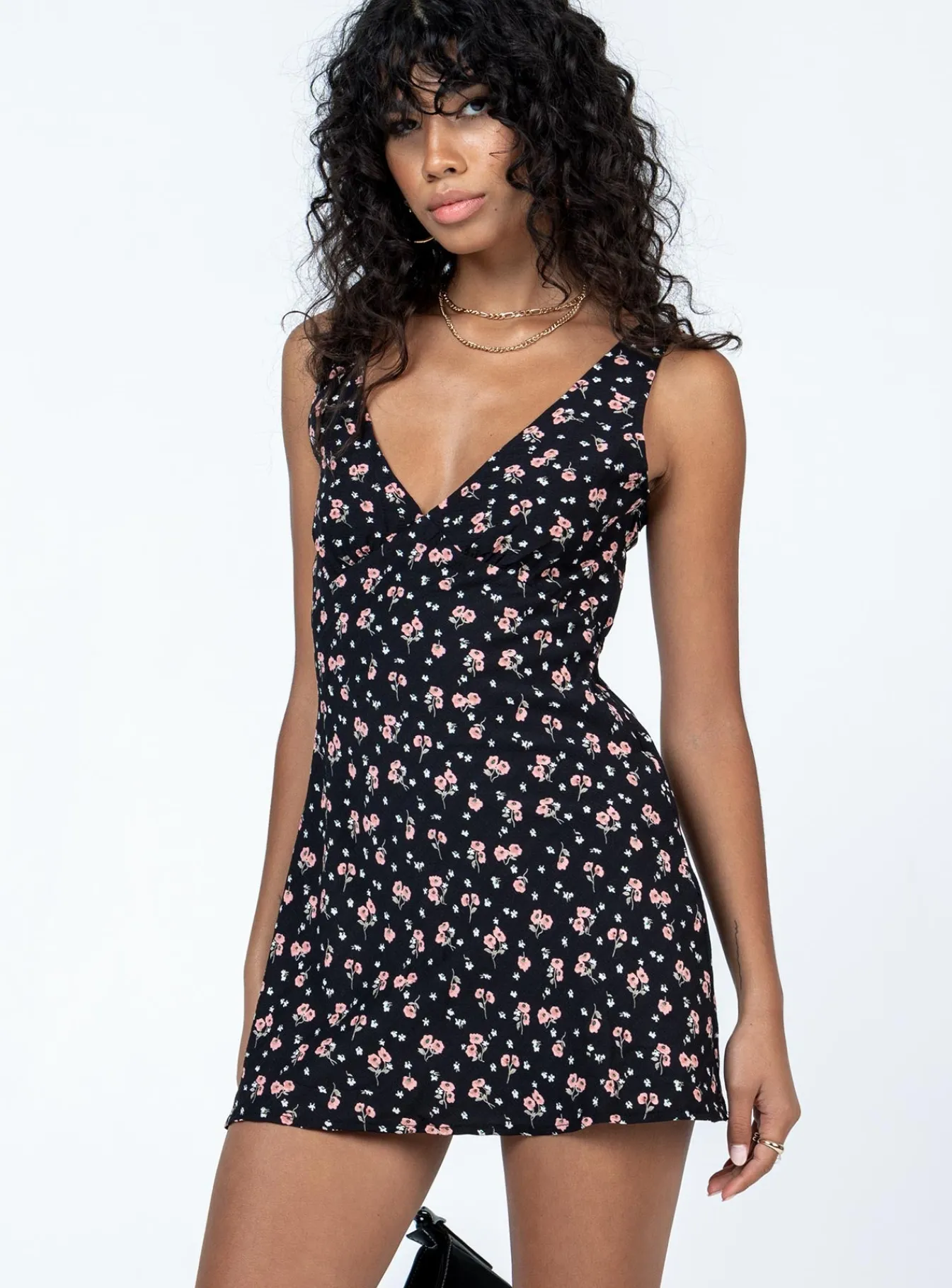 Princess Polly Nellie Mini Dress Black Floral New