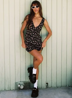 Princess Polly Nellie Mini Dress Black Floral New