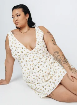 Princess Polly Nellie Mini Dress/ Yellow Floral Curve   White Shop