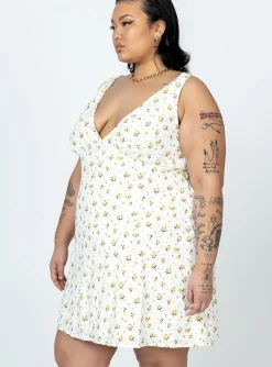 Princess Polly Nellie Mini Dress/ Yellow Floral Curve White Shop