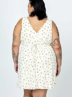 Princess Polly Nellie Mini Dress/ Yellow Floral Curve White Shop